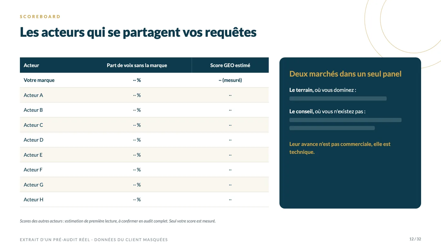 Scoreboard des acteurs qui se partagent vos requêtes